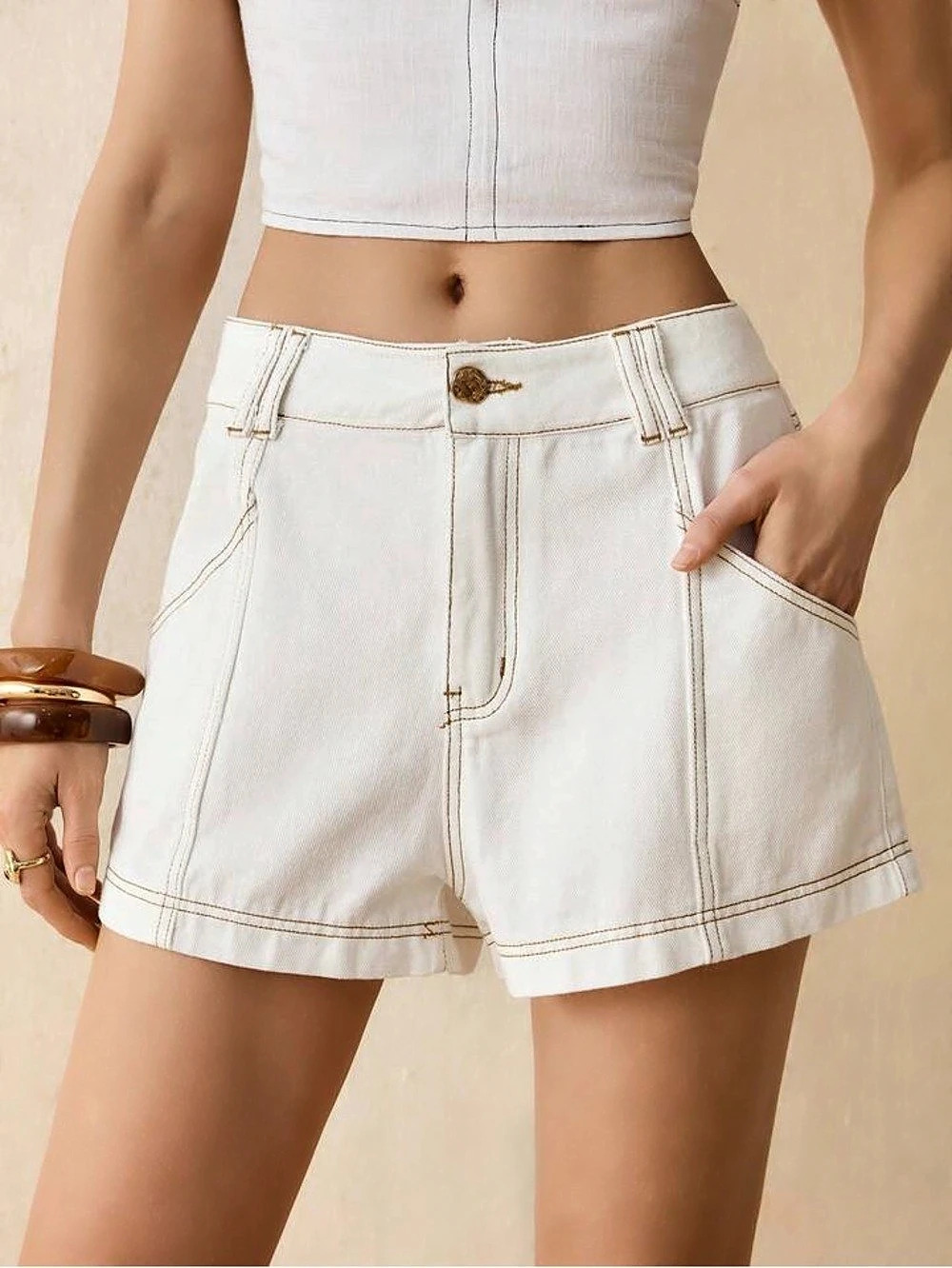 Universal Thread Mid-Rise 90's Baggy Jean Shorts White